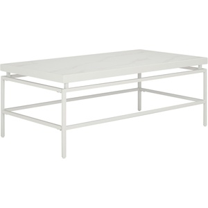 image:imageSAFAVIEH Home Collection  Acelin White Faux Marble Top amp Black Metal Base Rectangular Coffee Table COF7017AWhite Faux MarbleWhite