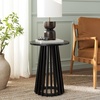 image:imageSAFAVIEH Home Collection  Cassio Natural Brown Accent Table Sculptural Modern Side Table Flared Slatted Base ACC9200BBlack