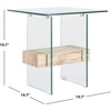 image:imageSAFAVIEH Home Collection  Kayley Modern Glass Accent Table with Natural Shelf CleanLined Side Table for Living Room or Bedroom ACC7001ANatural  Glass