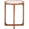 image:imageSAFAVIEH Home Collection  Minori Walnut Solid Wood amp White Marble Round Top Side Table ACC5515AWalnutWhite