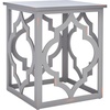 image:imageSAFAVIEH Home Collection  Milo Silver Leaf Trellis End Table Quatrefoil Open Frame Accent Table Fully Assembled AMH1508ATaupe