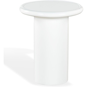 image:imageSAFAVIEH Couture Collection  Lolita Red Concrete Accent Table Modern Round Top Side Table High Gloss Finish Fully Assembled SFV2622CWhite