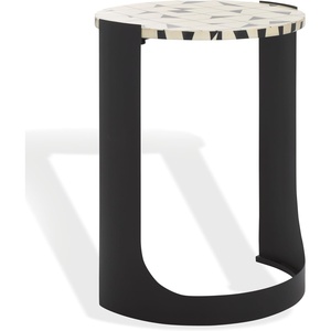 image:imageSAFAVIEH Couture Collection  Tomlinson Brown amp White Metal Accent Table Sculptural Modern Side Table HighGloss Resin Round Top Fully Assembled SFV6805BBlackWhite