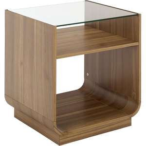 image:imageSAFAVIEH Furniture  Acres Accent Table  Dark Oak Wood amp Glass Top  2 Shelves  Ideal for Living Room Bedroom 20 W x 18 D x 23 H ACC2329BDark OakGlass