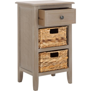 image:imageSAFAVIEH Furniture  Everly 1Drawer Side Table  White Washed  Solid Wood  Coastal Basket Storage Design  Ideal for Living Room Entryway 15W x 12D x 275H  Fully Assembled AMH5743EWhite Washed
