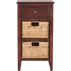 image:imageSAFAVIEH Furniture  Everly 1Drawer Side Table  White Washed  Solid Wood  Coastal Basket Storage Design  Ideal for Living Room Entryway 15W x 12D x 275H  Fully Assembled AMH5743ECherry