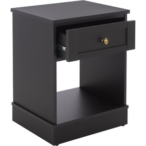 image:imageSAFAVIEH Home Collection  Shafa 1Drawer 1Shelf Side Table Natural Finish with Brass Metal Accents Storage Accent Table for Living Room or Office ACC3100BBlackBrass