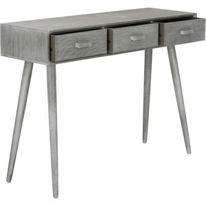 image:imageSafavieh Home Albus MidCentury Modern Antique White 3drawer Console TableSlate  Grey