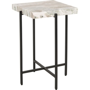 image:imageSafavieh Home Tenzin Multi Grey Marble Stone Top and Black Accent Table ACC3707A