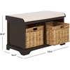 image:imageSAFAVIEH Furniture  Freddy 2Basket Storage Bench  Brown  Solid Wood  Coastal Basket Storage Design  Ideal for Entryway Living Room Hallway 18 Seat Height  Fully Assembled AMH5736ADark Chocolate