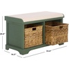 image:imageSAFAVIEH Furniture  Freddy 2Basket Storage Bench  Brown  Solid Wood  Coastal Basket Storage Design  Ideal for Entryway Living Room Hallway 18 Seat Height  Fully Assembled AMH5736ADusty Green