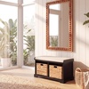 image:imageSAFAVIEH Furniture  Freddy 2Basket Storage Bench  Brown  Solid Wood  Coastal Basket Storage Design  Ideal for Entryway Living Room Hallway 18 Seat Height  Fully Assembled AMH5736ABlack