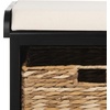 image:imageSAFAVIEH Furniture  Freddy 2Basket Storage Bench  Brown  Solid Wood  Coastal Basket Storage Design  Ideal for Entryway Living Room Hallway 18 Seat Height  Fully Assembled AMH5736ABlack
