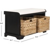 image:imageSAFAVIEH Furniture  Freddy 2Basket Storage Bench  Brown  Solid Wood  Coastal Basket Storage Design  Ideal for Entryway Living Room Hallway 18 Seat Height  Fully Assembled AMH5736ABlack