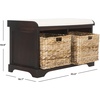 image:imageSAFAVIEH Furniture  Freddy 2Basket Storage Bench  Brown  Solid Wood  Coastal Basket Storage Design  Ideal for Entryway Living Room Hallway 18 Seat Height  Fully Assembled AMH5736ABrown