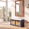 image:imageSAFAVIEH Furniture  Freddy 2Basket Storage Bench  Brown  Solid Wood  Coastal Basket Storage Design  Ideal for Entryway Living Room Hallway 18 Seat Height  Fully Assembled AMH5736ABlue