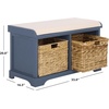 image:imageSAFAVIEH Furniture  Freddy 2Basket Storage Bench  Brown  Solid Wood  Coastal Basket Storage Design  Ideal for Entryway Living Room Hallway 18 Seat Height  Fully Assembled AMH5736ABlue