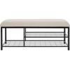 image:imageSAFAVIEH Home Collection Milligan Dark GreyBlack Open Shelf Bench with CushionCremeBlack