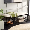 image:imageSAFAVIEH Home Collection Milligan Dark GreyBlack Open Shelf Bench with CushionCremeBlack