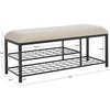 image:imageSAFAVIEH Home Collection Milligan Dark GreyBlack Open Shelf Bench with CushionCremeBlack