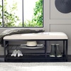 image:imageSAFAVIEH Home Collection Milligan Dark GreyBlack Open Shelf Bench with CushionCremeBlack