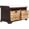 image:imageSAFAVIEH Furniture  Freddy 2Basket Storage Bench  Brown  Solid Wood  Coastal Basket Storage Design  Ideal for Entryway Living Room Hallway 18 Seat Height  Fully Assembled AMH5736ABrown
