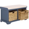 image:imageSAFAVIEH Furniture  Freddy 2Basket Storage Bench  Brown  Solid Wood  Coastal Basket Storage Design  Ideal for Entryway Living Room Hallway 18 Seat Height  Fully Assembled AMH5736ABlue
