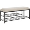 image:imageSAFAVIEH Home Collection Milligan Dark GreyBlack Open Shelf Bench with CushionCremeBlack