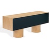 image:imageSAFAVIEH Couture Collection  Alberti Natural Brown Wood Sideboard Modern Storage Cabinet with Sculptural Cylinder Base Fully Assembled SFV4254BNatural