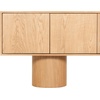 image:imageSAFAVIEH Couture Collection  Alberti Natural Brown Wood Sideboard Modern Storage Cabinet with Sculptural Cylinder Base Fully Assembled SFV4254BNatural