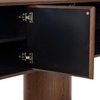 image:imageSAFAVIEH Couture Collection  Alberti Natural Brown Wood Sideboard Modern Storage Cabinet with Sculptural Cylinder Base Fully Assembled SFV4254BWalnut