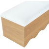 image:imageSAFAVIEH Couture Collection  Roseandrea Natural amp White Andrea Storage Bench with Cushion Top Modern Scalloped Base Fully Assembled SFV4255ANaturalWhite