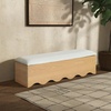 image:imageSAFAVIEH Couture Collection  Roseandrea Natural amp White Andrea Storage Bench with Cushion Top Modern Scalloped Base Fully Assembled SFV4255ANaturalWhite