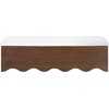 image:imageSAFAVIEH Couture Collection  Roseandrea Natural amp White Andrea Storage Bench with Cushion Top Modern Scalloped Base Fully Assembled SFV4255AWalnutWhite