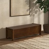 image:imageSAFAVIEH Couture Collection  Tyrell Natural Brown Wood Storage Bench Modern OpenBase Design Fully Assembled SFV4257AWalnut
