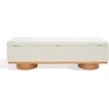 image:imageSAFAVIEH Couture Collection  Vianna Boucle Storage Bench Black Upholstered Bench with Natural Wood Legs Modern Entryway Bedroom Accent Seating SFV5049CCreamNatural