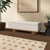 image:imageSAFAVIEH Couture Collection  Vianna Boucle Storage Bench Black Upholstered Bench with Natural Wood Legs Modern Entryway Bedroom Accent Seating SFV5049CCreamNatural