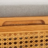 image:imageSAFAVIEH Couture Collection Dolly Coastal Natural CaneGrey Linen Cushion Seat Oval Storage Bench
