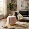 image:imageSAFAVIEH Couture Collection Maxine Ivory BoucleGold Channel Tufted Ottoman Fully AssembledPink  Gold