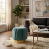 image:imageSAFAVIEH Couture Collection Maxine Ivory BoucleGold Channel Tufted Ottoman Fully AssembledSeafoam  Gold