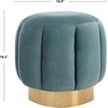 image:imageSAFAVIEH Couture Collection Maxine Ivory BoucleGold Channel Tufted Ottoman Fully AssembledSeafoam  Gold