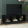 image:imageSAFAVIEH Cricket TV Stand for up to 55 Flatscreen  Natural Acacia Open Shelf Design Entertainment Media Console MED5002ABlack