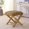 image:imageSAFAVIEH Furniture  Trishan Woven Accent Stool  Natural Mahogany Solid Wood Frame  XBase Design  Fully Assembled  Ideal for Living Room Bedroom 185 W x 205 D x 193 H SEA7045ANatural