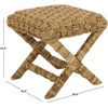 image:imageSAFAVIEH Furniture  Trishan Woven Accent Stool  Natural Mahogany Solid Wood Frame  XBase Design  Fully Assembled  Ideal for Living Room Bedroom 185 W x 205 D x 193 H SEA7045ANatural