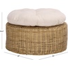 image:imageSAFAVIEH Home Collection  Bori Natural amp White Round Woven Ottoman with Cushion Fully Assembled OTT6503ANaturalWhite