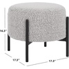 image:imageSAFAVIEH Home Collection  Crius Light Grey Boucle Ottoman with Black Metal Frame Foot Rest OTT7507BLight GreyBlack
