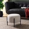 image:imageSAFAVIEH Home Collection  Crius Light Grey Boucle Ottoman with Black Metal Frame Foot Rest OTT7507BLight GreyBlack