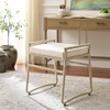 image:imageSAFAVIEH Home Collection  Iveliz Natural amp White Woven Accent Ottoman Stool with Cushion Fully Assembled OTT6504ANaturalWhite