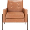 image:imageSAFAVIEH Home Collection  Roald Accent Chair Black Faux Leather Tufted Seat amp Antique Brown Solid Wood Frame ACH6209DLight Brown  Antique Coffee
