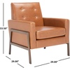 image:imageSAFAVIEH Home Collection  Roald Accent Chair Black Faux Leather Tufted Seat amp Antique Brown Solid Wood Frame ACH6209DLight Brown  Antique Coffee